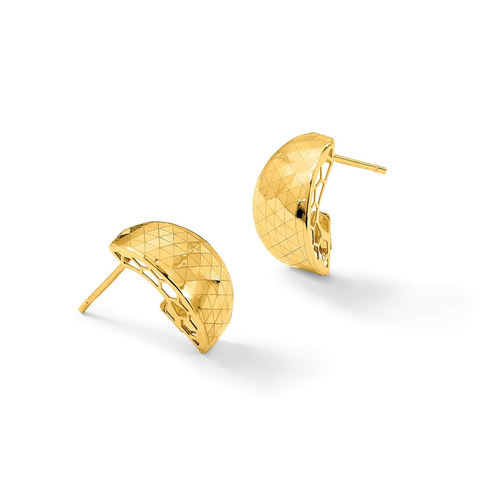 14K Gelbgold Poliert und Strukturiert Ohrringe