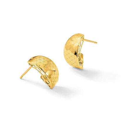 14K Gelbgold Poliert und Strukturiert Ohrringe