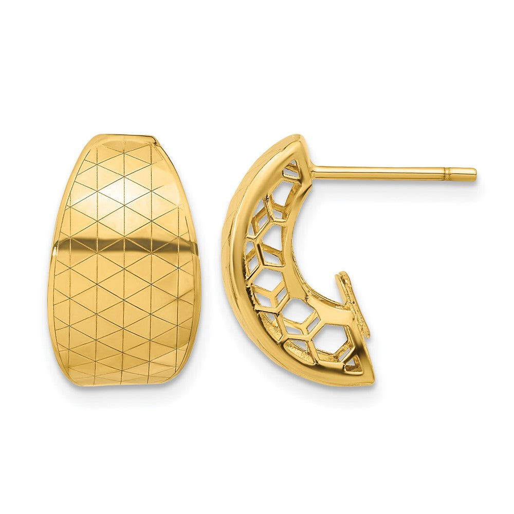 14K Gelbgold Poliert und Strukturiert Ohrringe