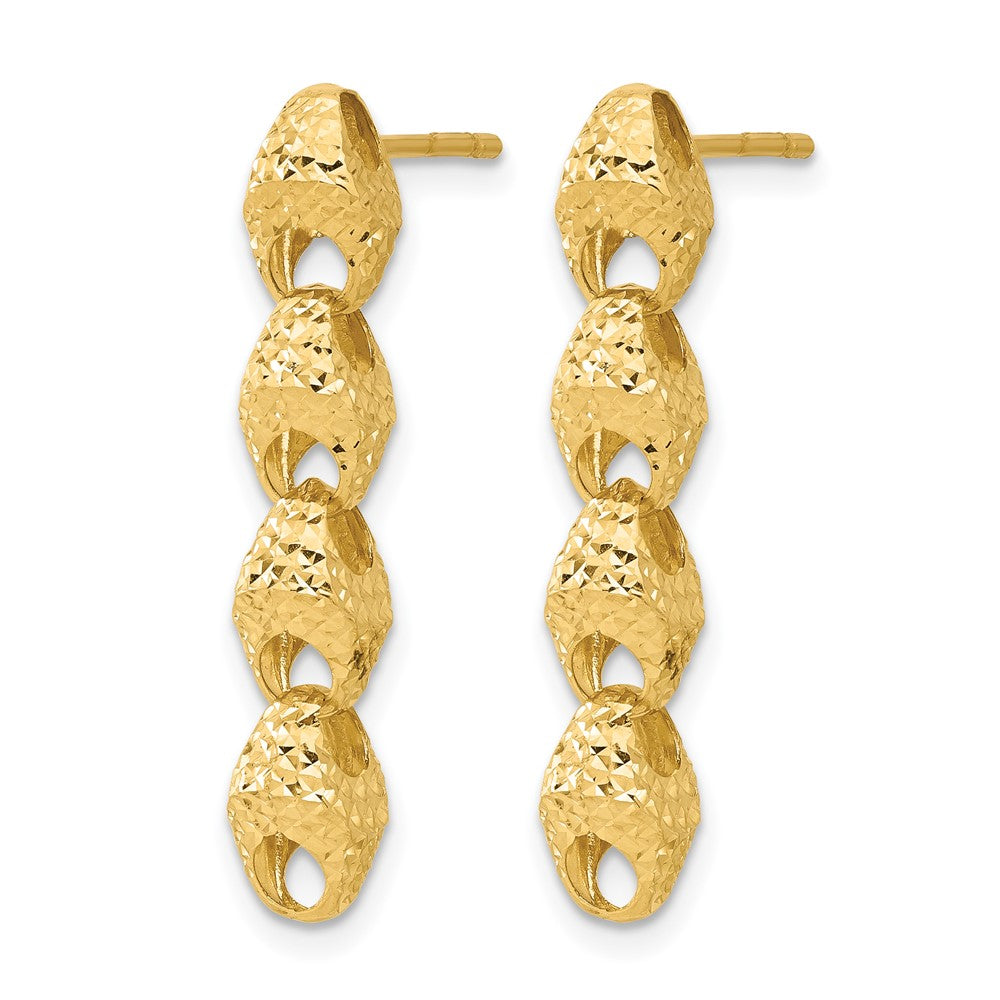 14K Gelbgold Diamantiert Fantasieglieder Tropfen Ohrstecker