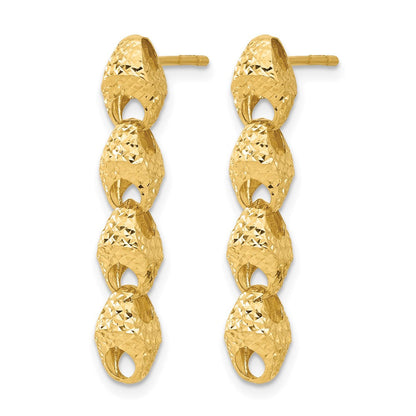 14K Gelbgold Diamantiert Fantasieglieder Tropfen Ohrstecker