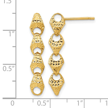 14K Gelbgold Diamantiert Fantasieglieder Tropfen Ohrstecker