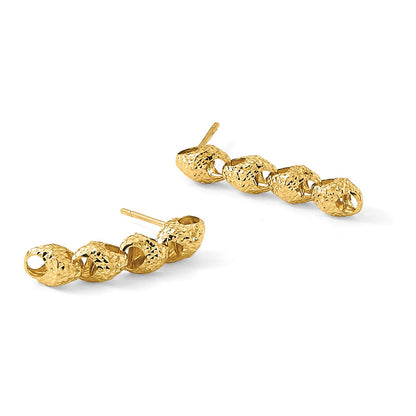 14K Gelbgold Diamantiert Fantasieglieder Tropfen Ohrstecker