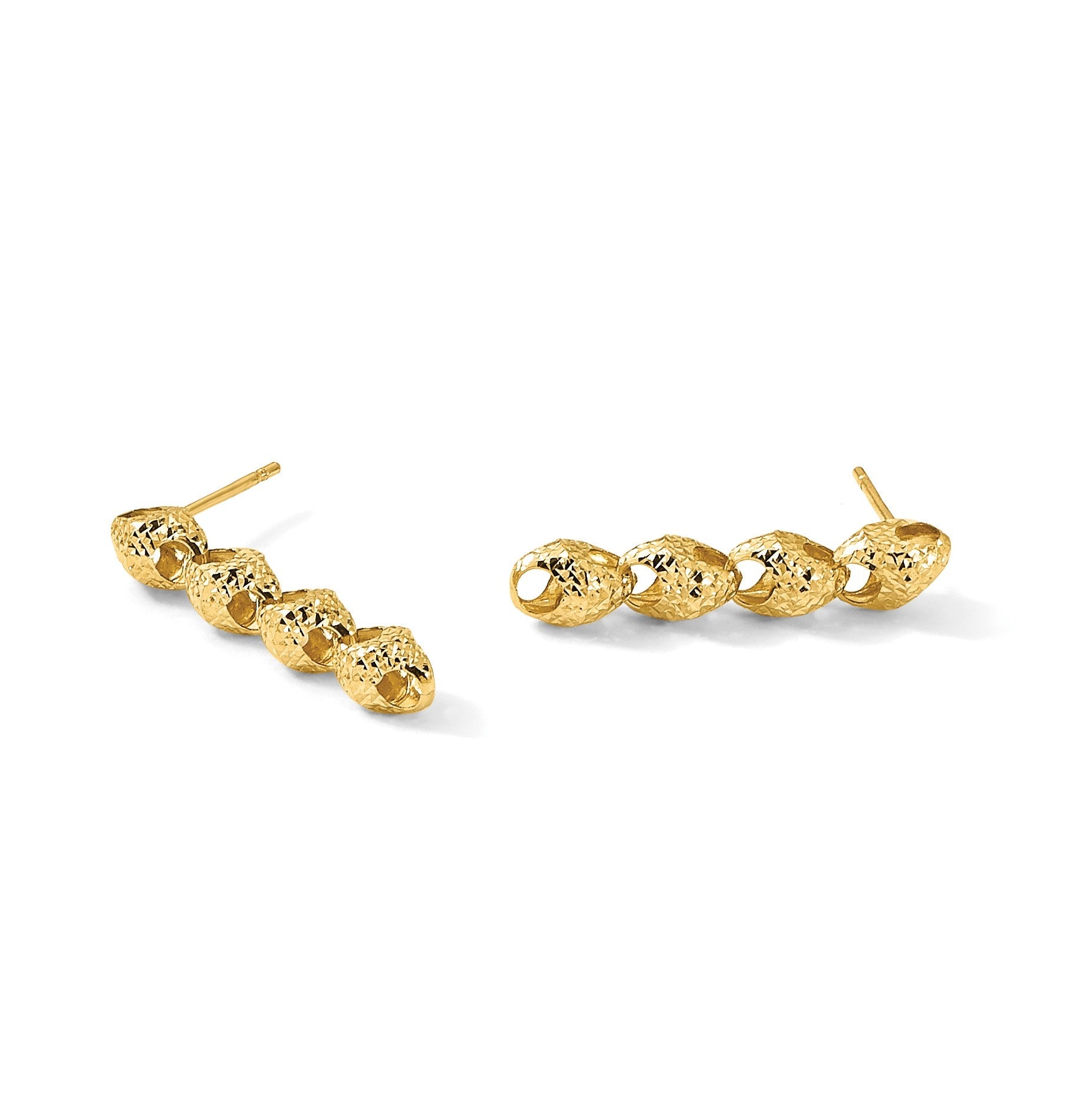 14K Gelbgold Diamantiert Fantasieglieder Tropfen Ohrstecker