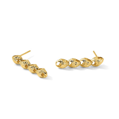 14K Gelbgold Diamantiert Fantasieglieder Tropfen Ohrstecker