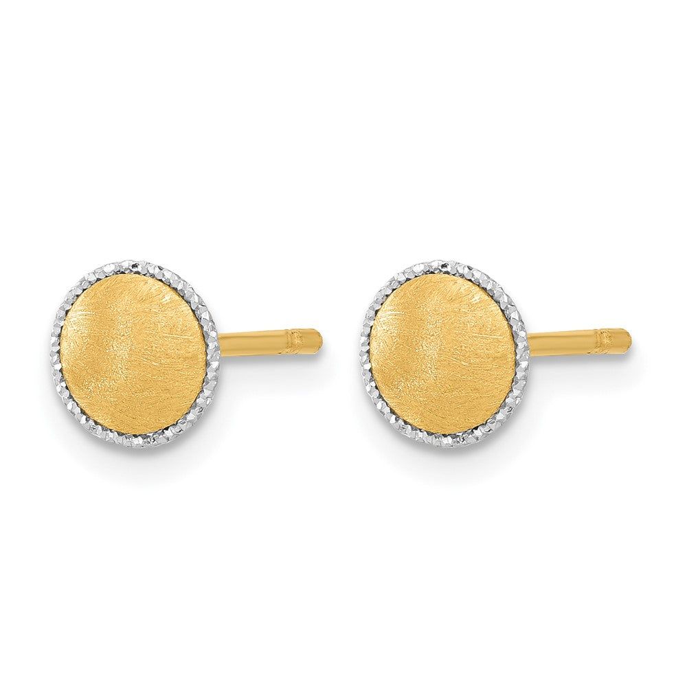 14K Bicolor mit Weißgold Akzente Gebürstet Ohrstecker