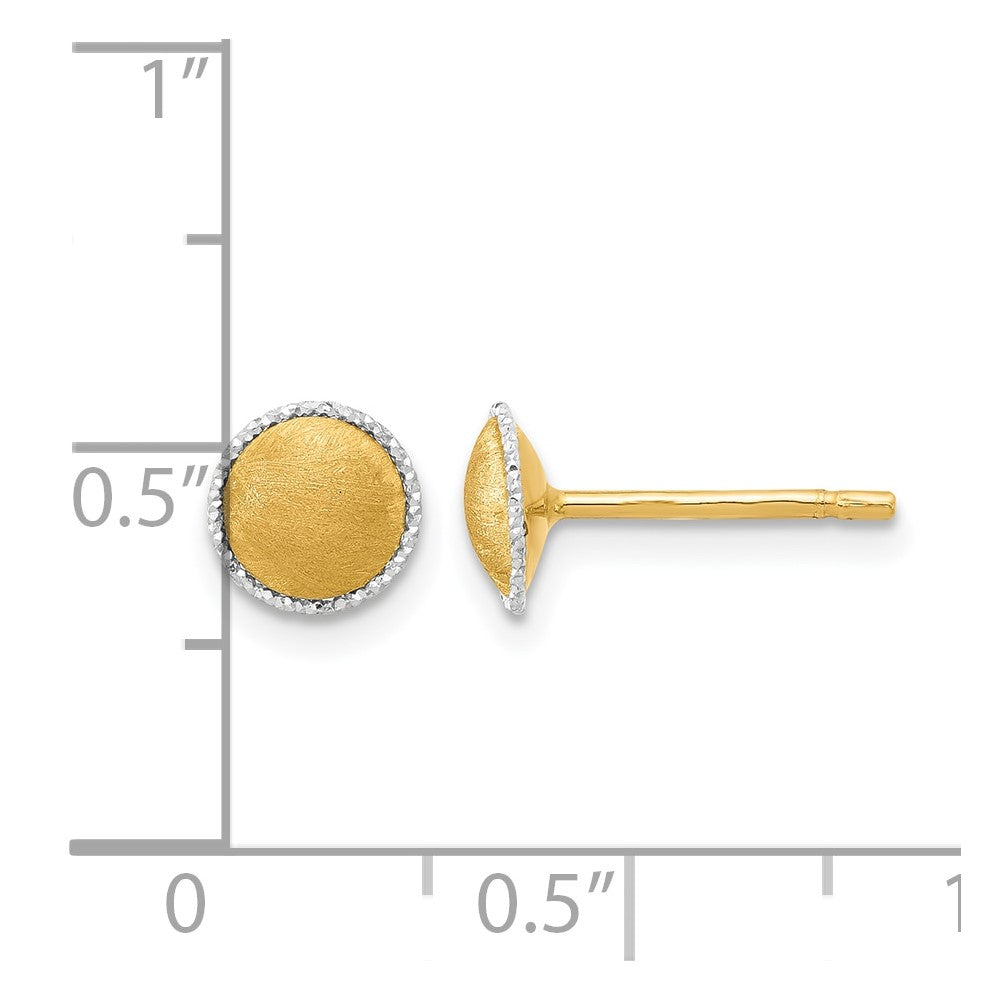 14K Bicolor mit Weißgold Akzente Gebürstet Ohrstecker