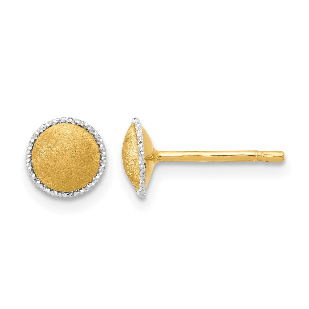14K Bicolor mit Weißgold Akzente Gebürstet Ohrstecker