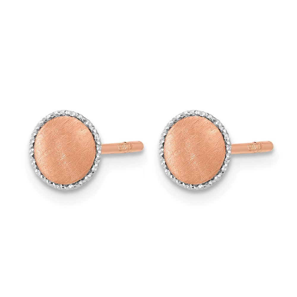 14K Bicolor Roségold mit Weiß Akzente Gebürstet Ohrstecker