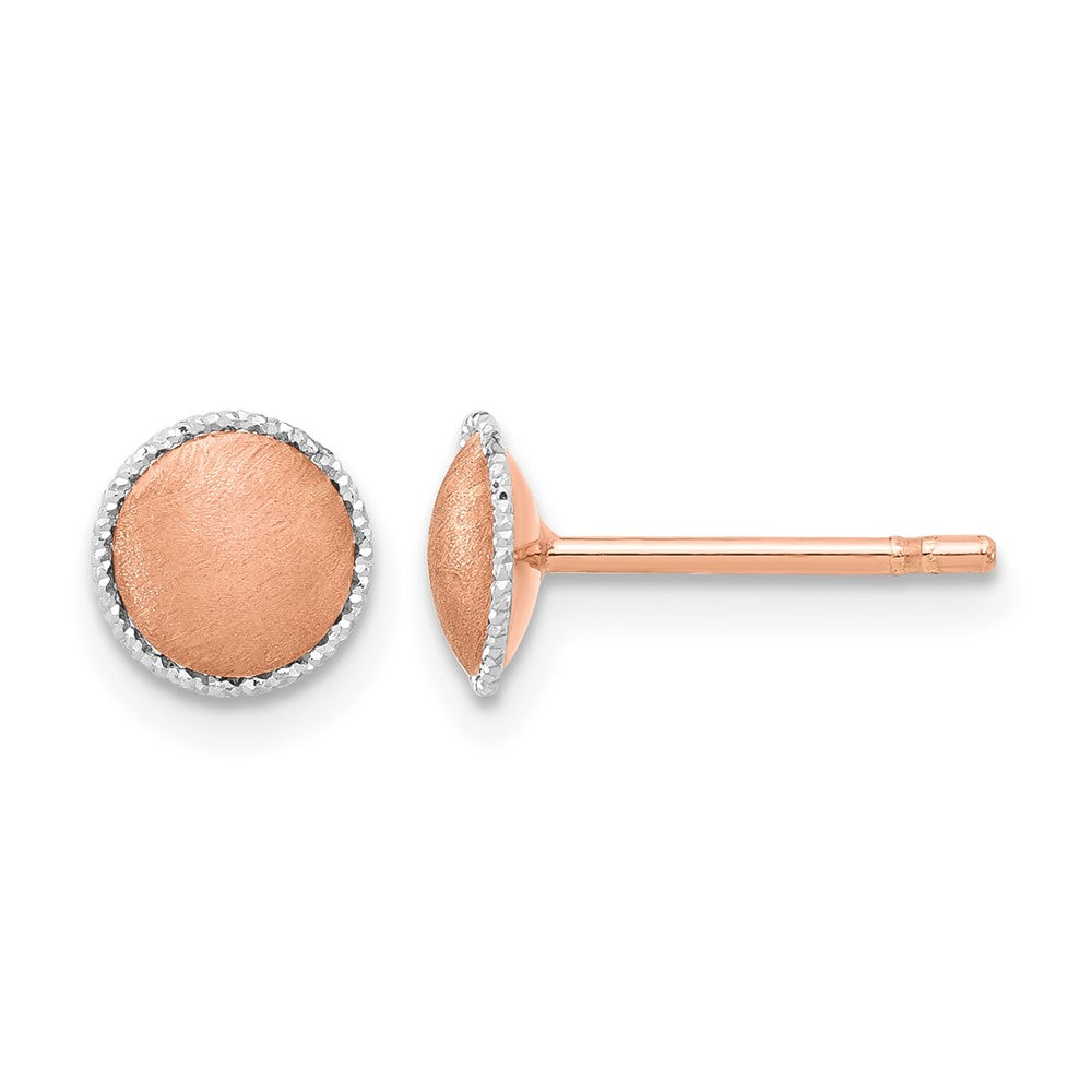 14K Bicolor Roségold mit Weiß Akzente Gebürstet Ohrstecker