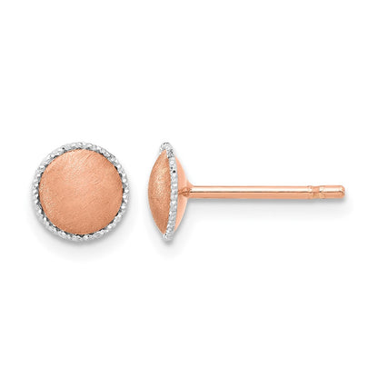 14K Bicolor Roségold mit Weiß Akzente Gebürstet Ohrstecker