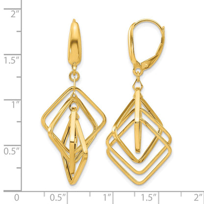 14K Gelbgold Poliert Squares Ohrhänger