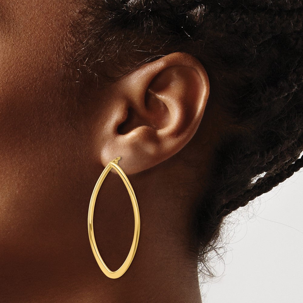 14K Gelbgold Poliert Oval Creolen