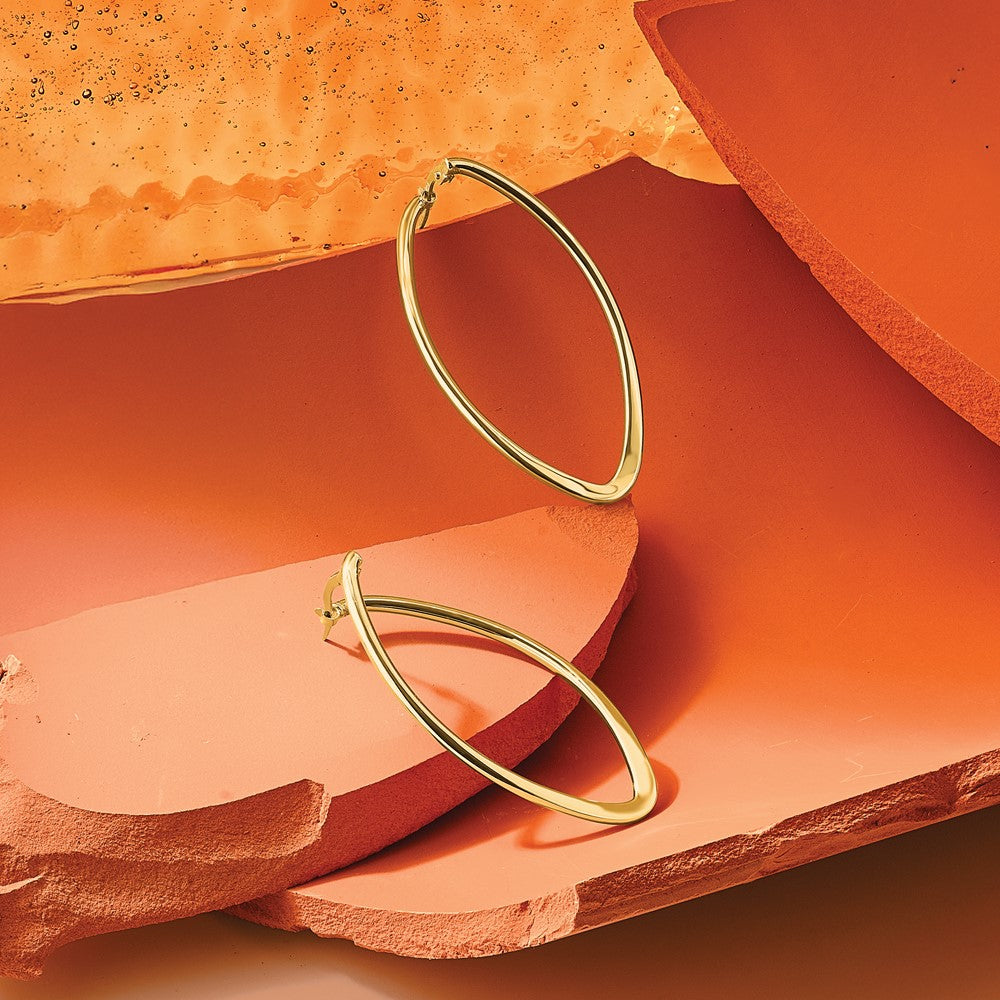 14K Gelbgold Poliert Oval Creolen
