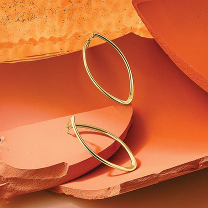 14K Gelbgold Poliert Oval Creolen