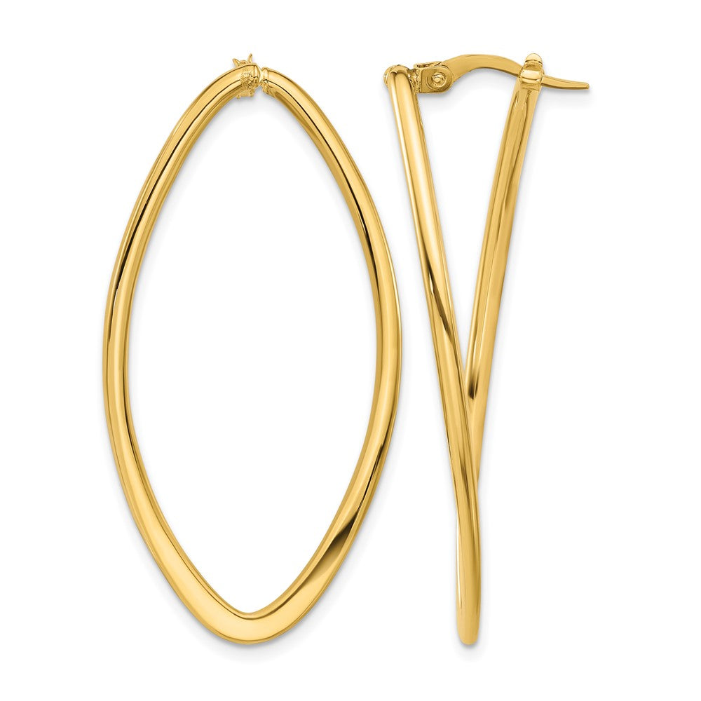 14K Gelbgold Poliert Oval Creolen