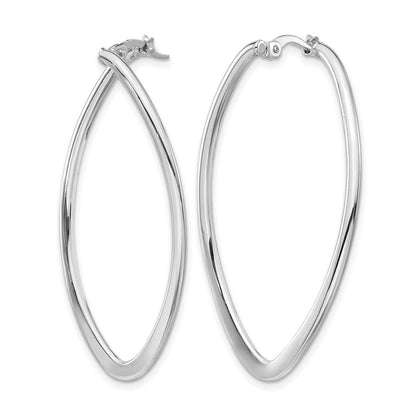 14K Gelb & Rhodium mit Weiß Beschichtung Poliert Oval Creolen