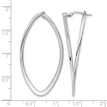 14K Gelb & Rhodium mit Weiß Beschichtung Poliert Oval Creolen