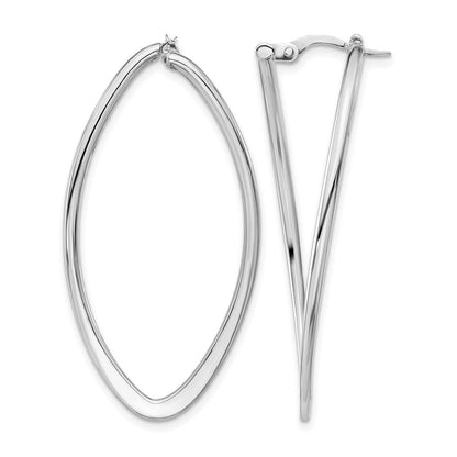 14K Gelb & Rhodium mit Weiß Beschichtung Poliert Oval Creolen