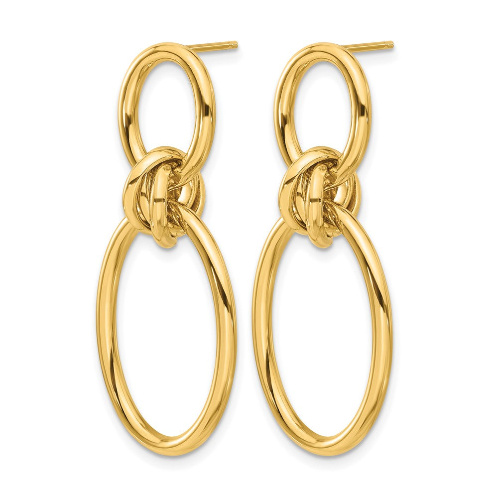 14K Gelbgold Poliert Oval Hängend Ohrstecker