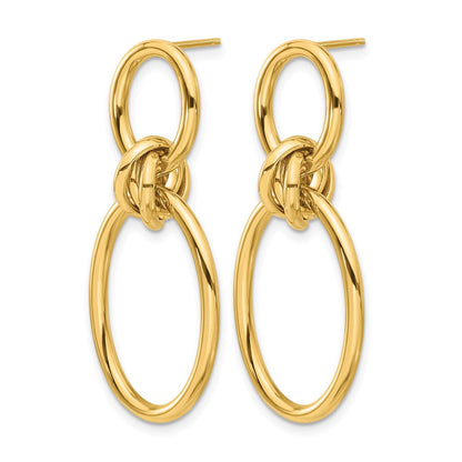 14K Gelbgold Poliert Oval Hängend Ohrstecker