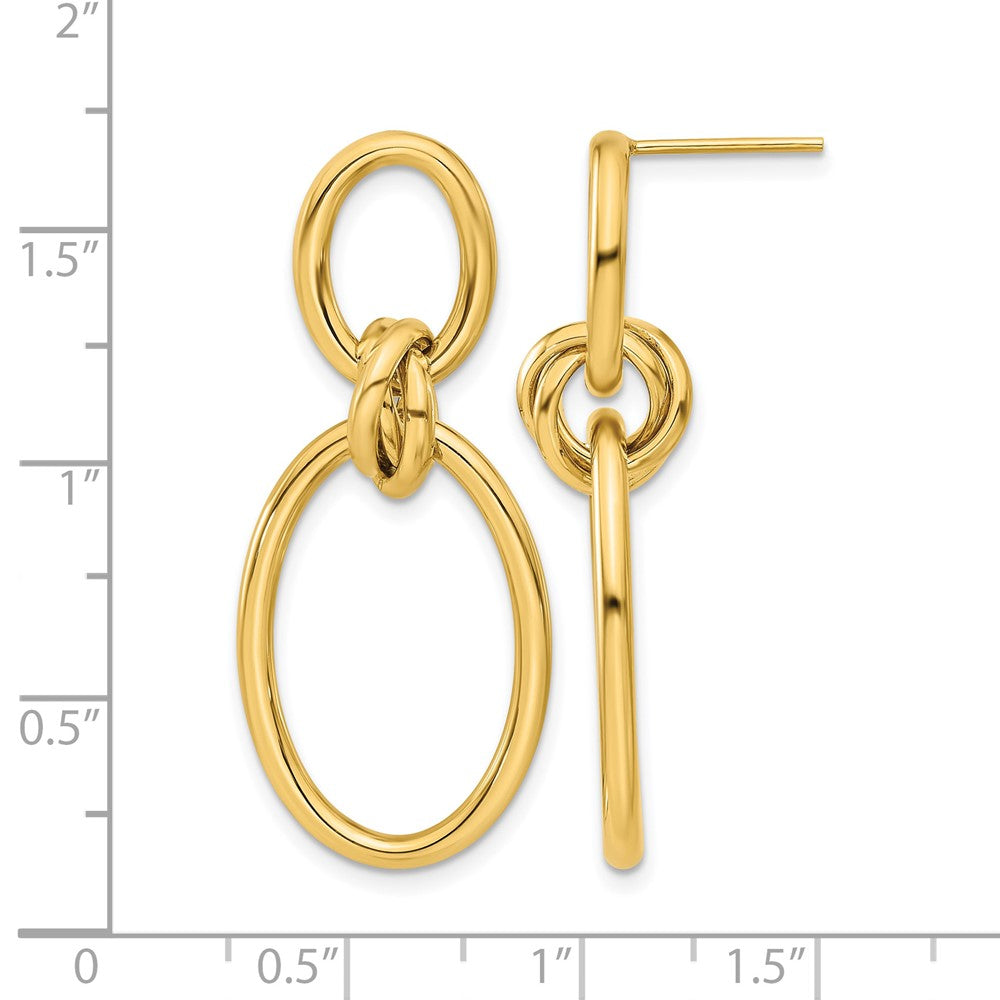14K Gelbgold Poliert Oval Hängend Ohrstecker