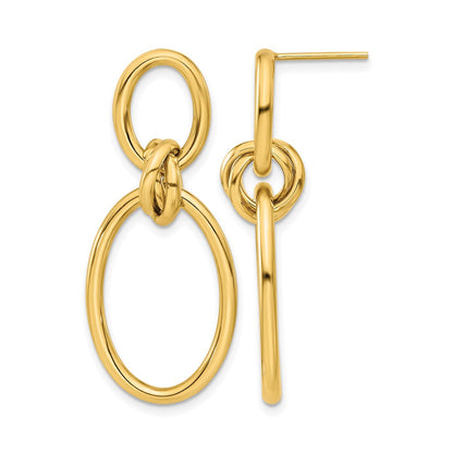 14K Gelbgold Poliert Oval Hängend Ohrstecker