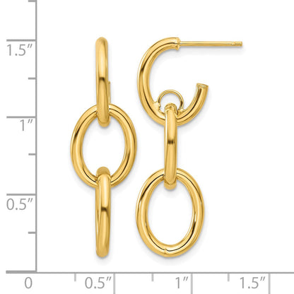 14K Gelbgold Poliert Doppelt Rund Hängend Ohrstecker