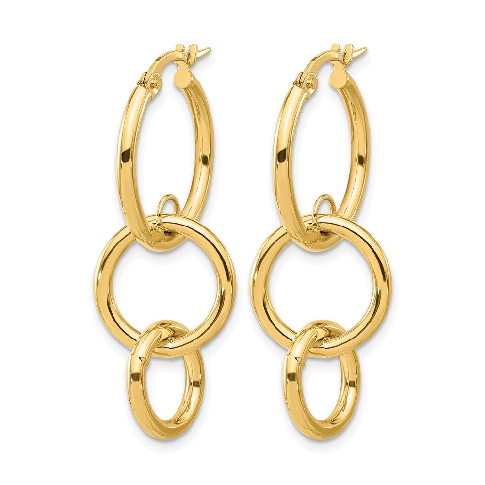 14K Gelbgold Poliert Doppelt Rund Creolen