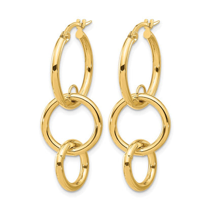 14K Gelbgold Poliert Doppelt Rund Creolen