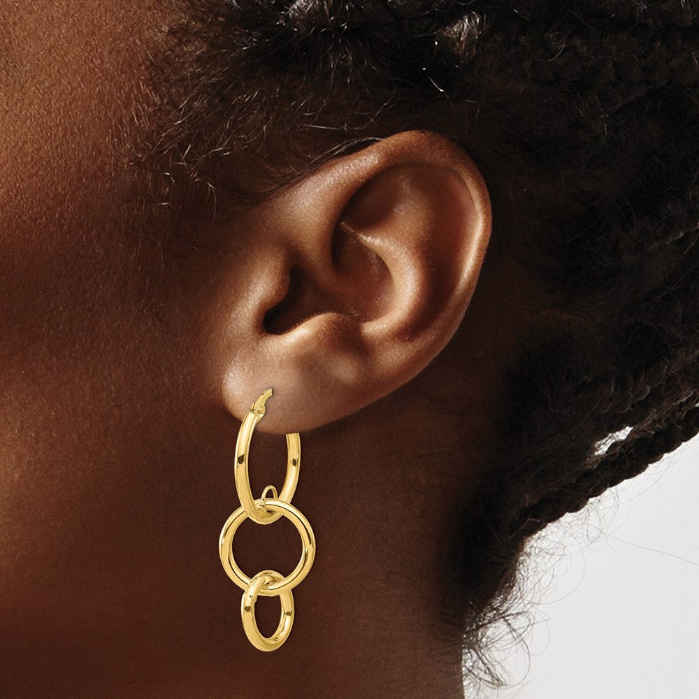 14K Gelbgold Poliert Doppelt Rund Creolen