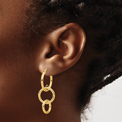 14K Gelbgold Poliert Doppelt Rund Creolen