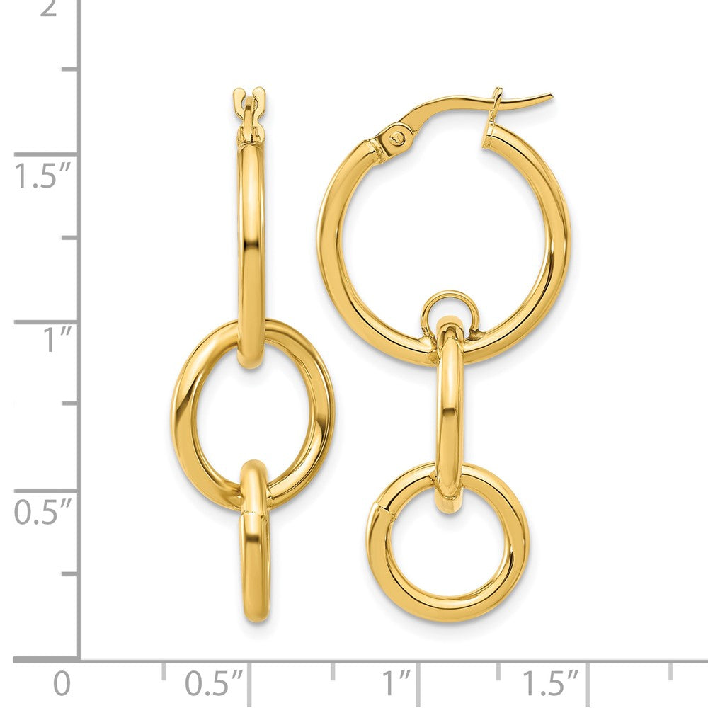 14K Gelbgold Poliert Doppelt Rund Creolen