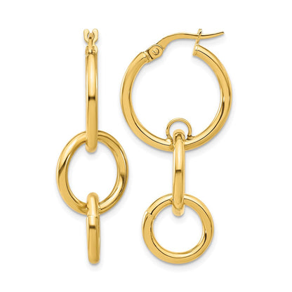 14K Gelbgold Poliert Doppelt Rund Creolen
