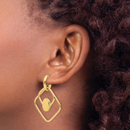 14K Gelbgold Poliert Hängend Ohrstecker