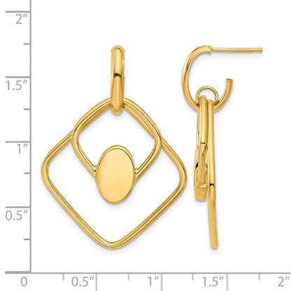 14K Gelbgold Poliert Hängend Ohrstecker