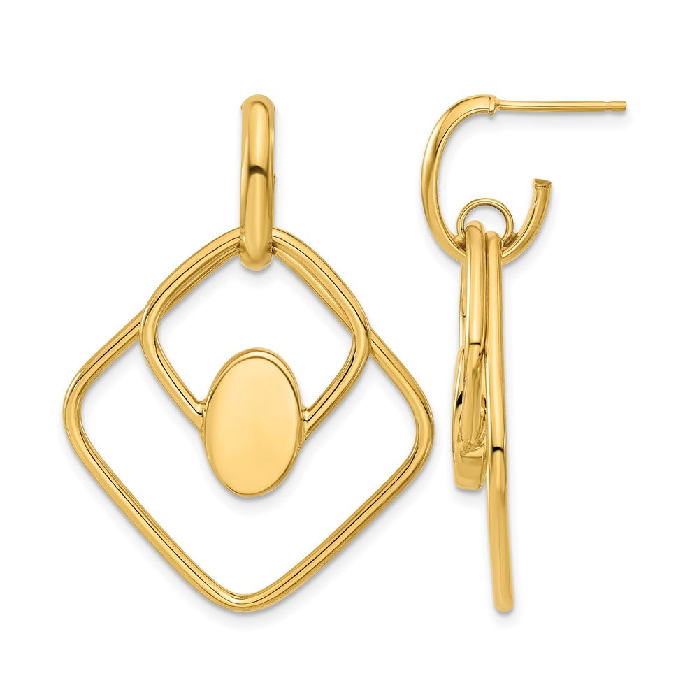 14K Gelbgold Poliert Hängend Ohrstecker