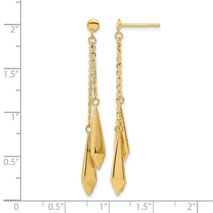 14K Gelbgold Poliert Stecker Ohrhänger