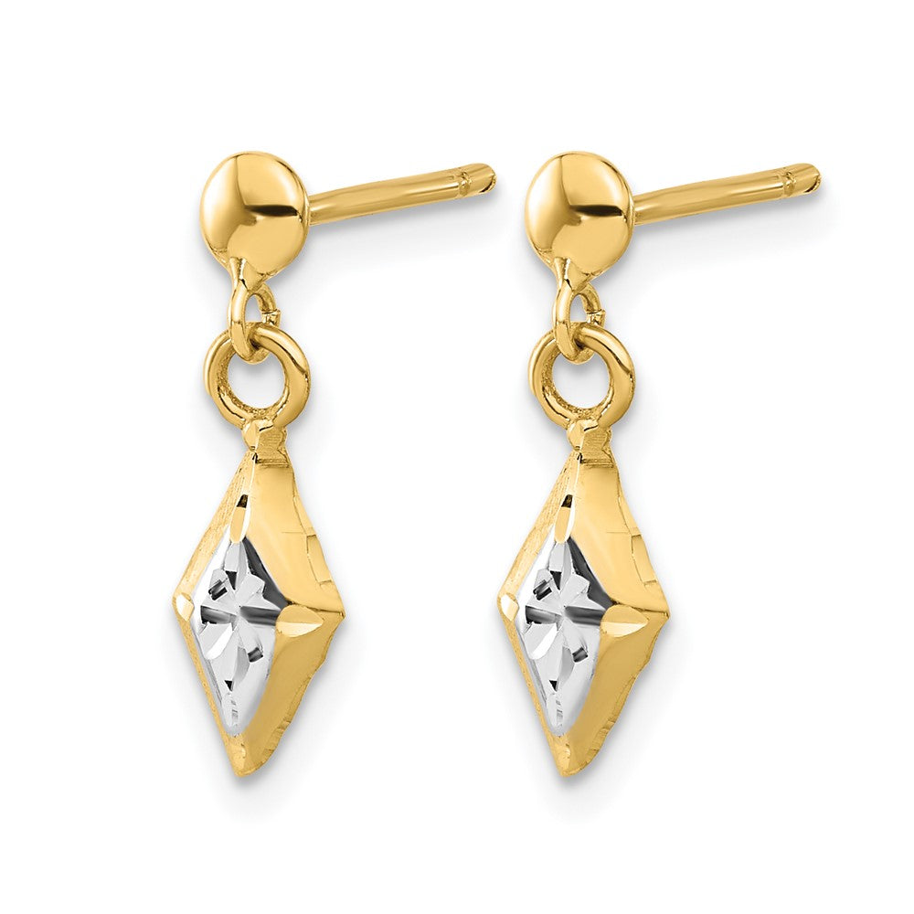 14K Gelb & Rhodium und Weiß Poliert Stecker Ohrhänger