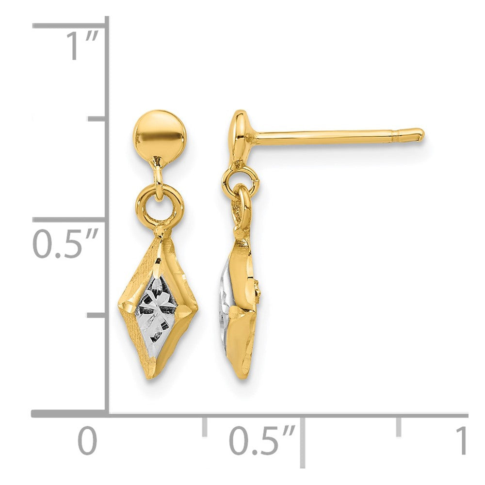14K Gelb & Rhodium und Weiß Poliert Stecker Ohrhänger