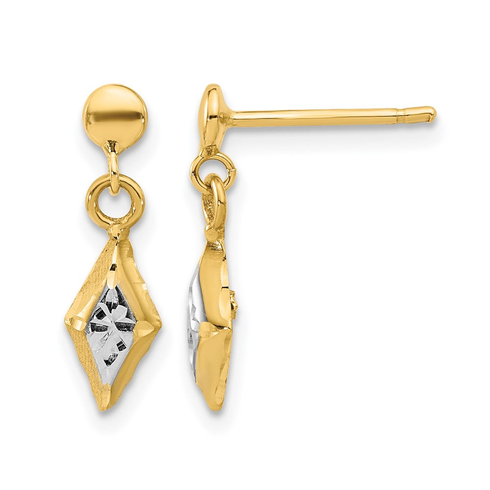 14K Gelb & Rhodium und Weiß Poliert Stecker Ohrhänger