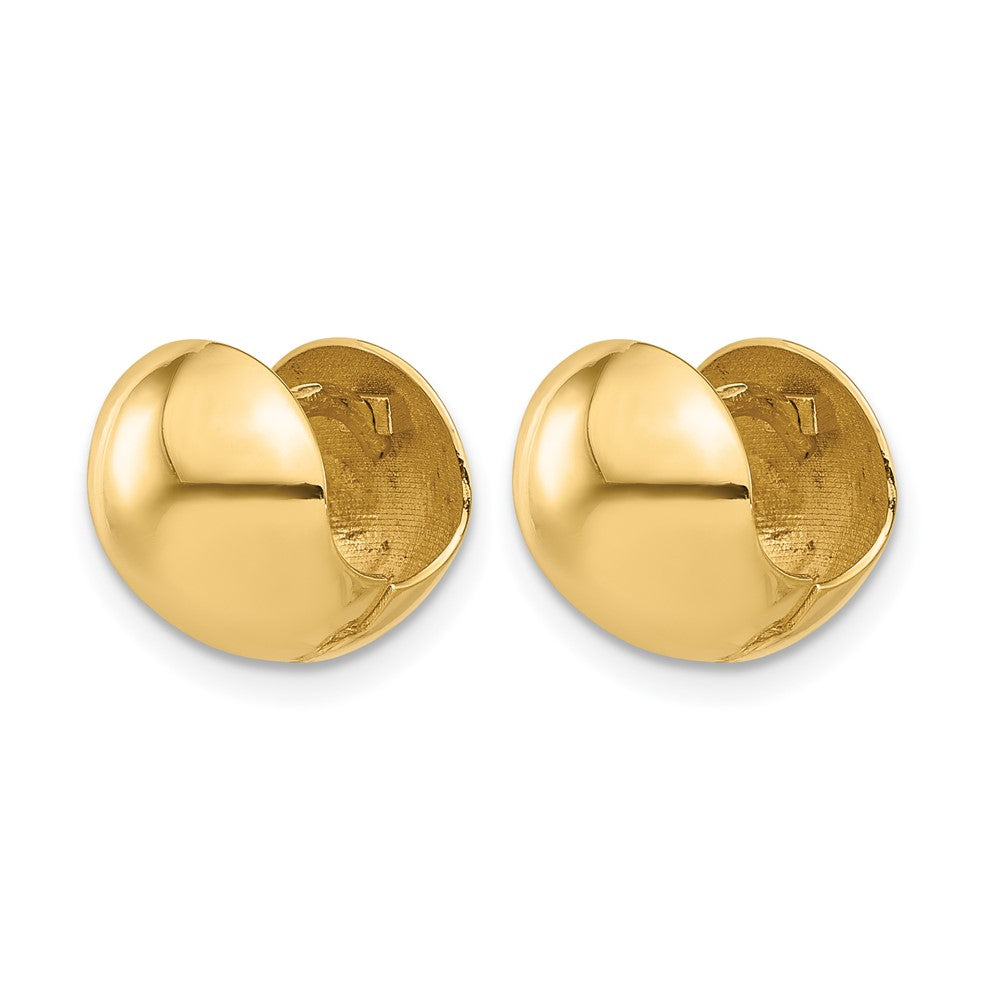14K Gelbgold Poliert Rund Huggie Ohrringe