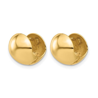 14K Gelbgold Poliert Rund Huggie Ohrringe