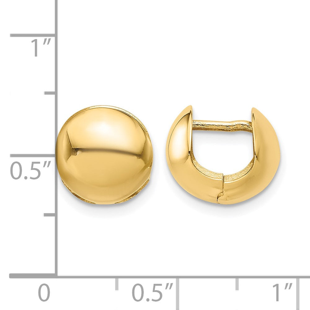 14K Gelbgold Poliert Rund Huggie Ohrringe