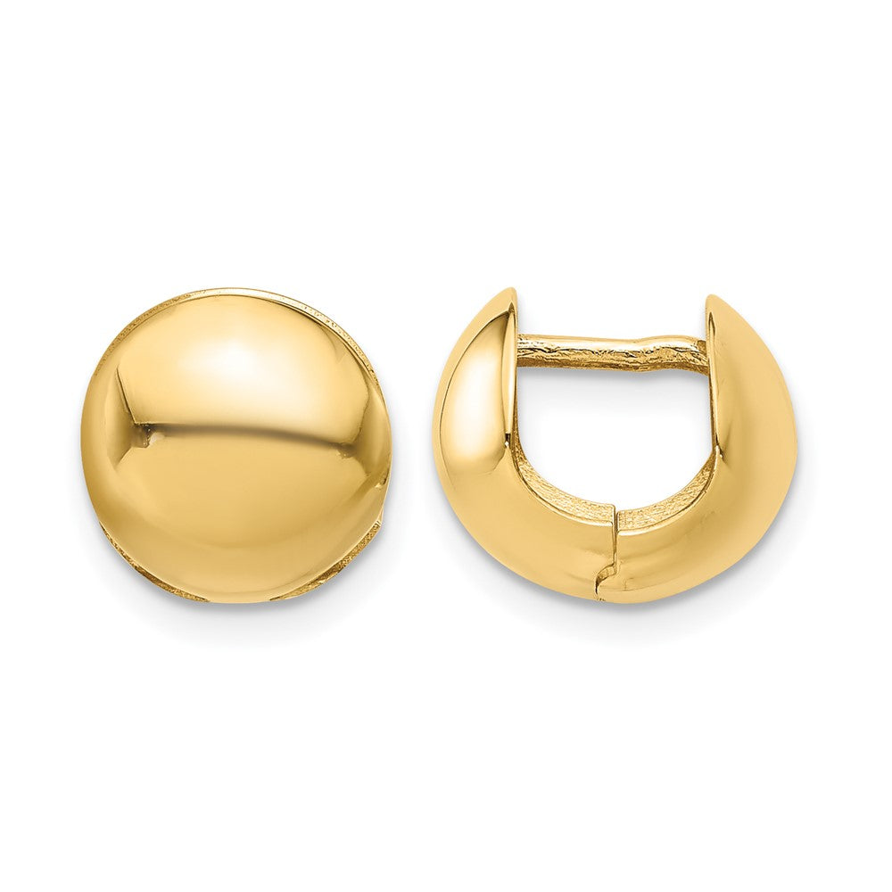 14K Gelbgold Poliert Rund Huggie Ohrringe
