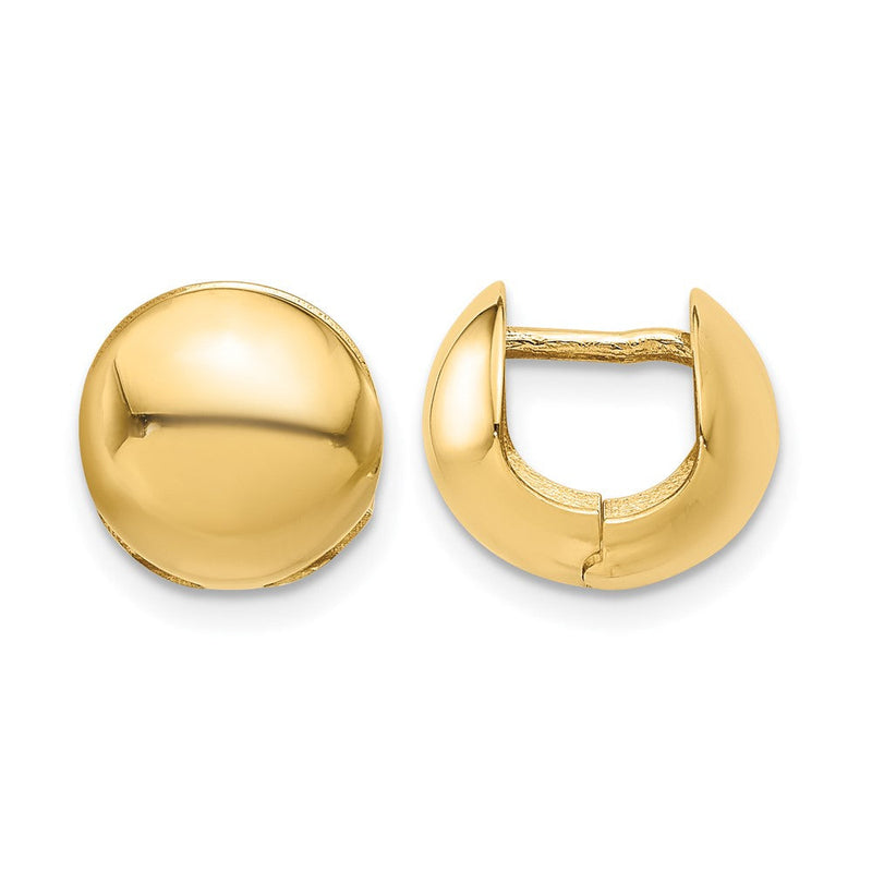 14K Gelbgold Poliert Rund Huggie Ohrringe