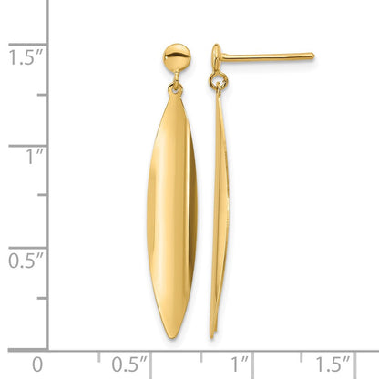 14K Gelbgold Poliert Stecker Ohrhänger