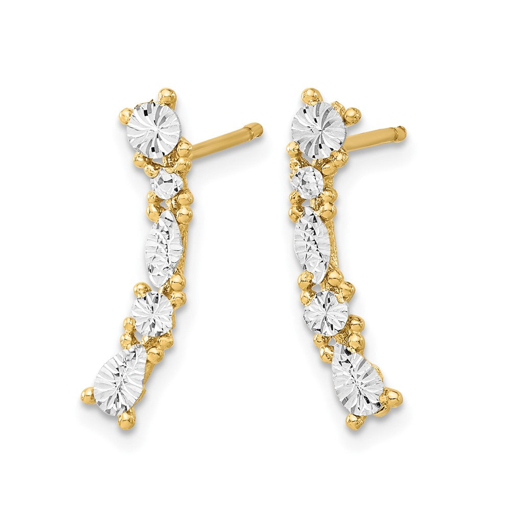 14K Gelb & Rhodium und Weiß Poliert Diamantiert Ohrstecker
