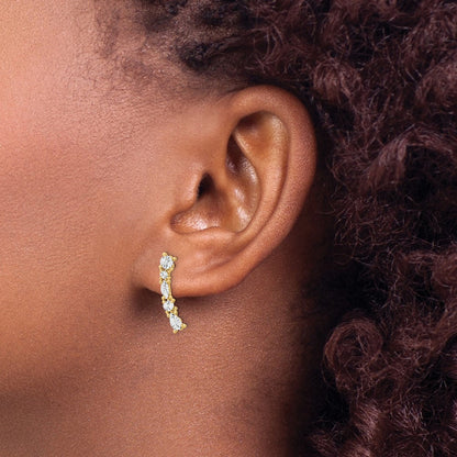 14K Gelb & Rhodium und Weiß Poliert Diamantiert Ohrstecker