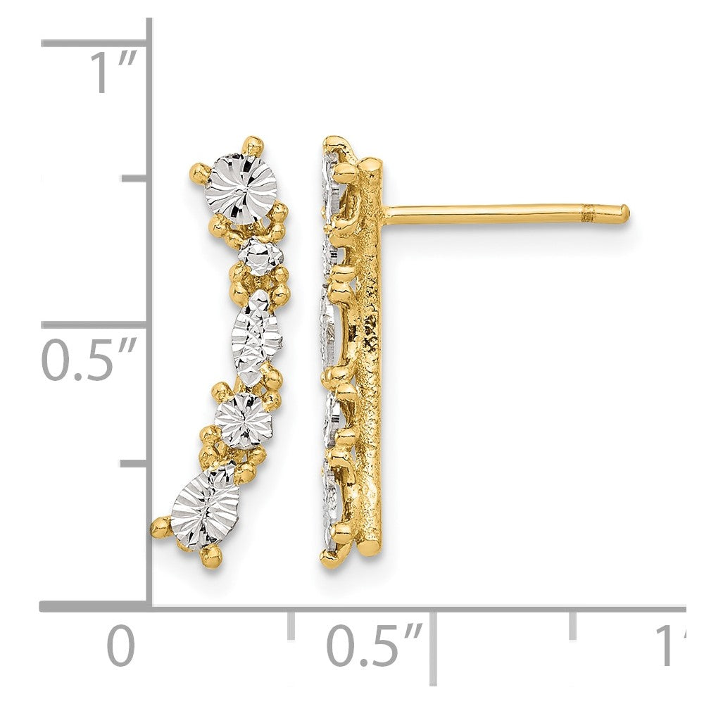 14K Gelb & Rhodium und Weiß Poliert Diamantiert Ohrstecker